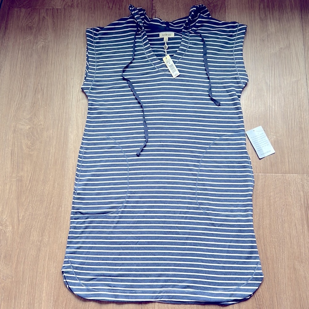 NWT Max Studio Women’s Striped Hooded Short Dress Size Small - Picture 5 of 16